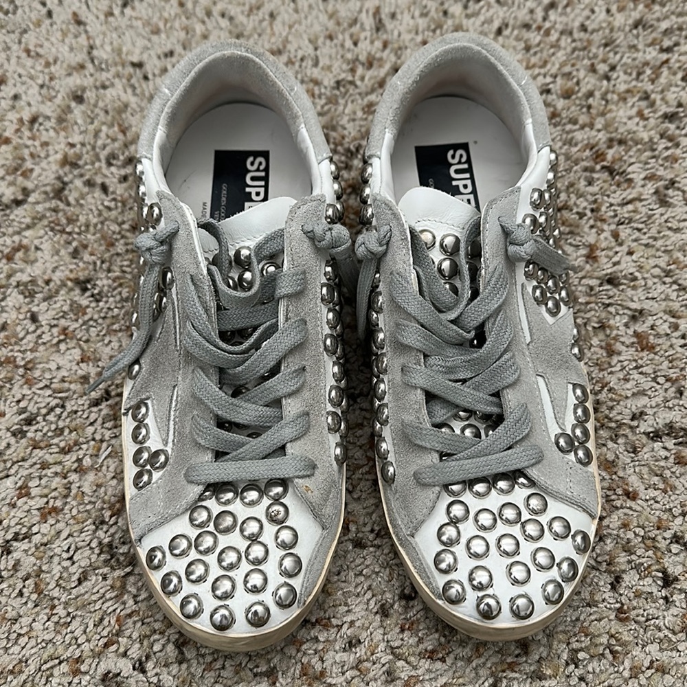 Golden Goose silver studded superstar size 37